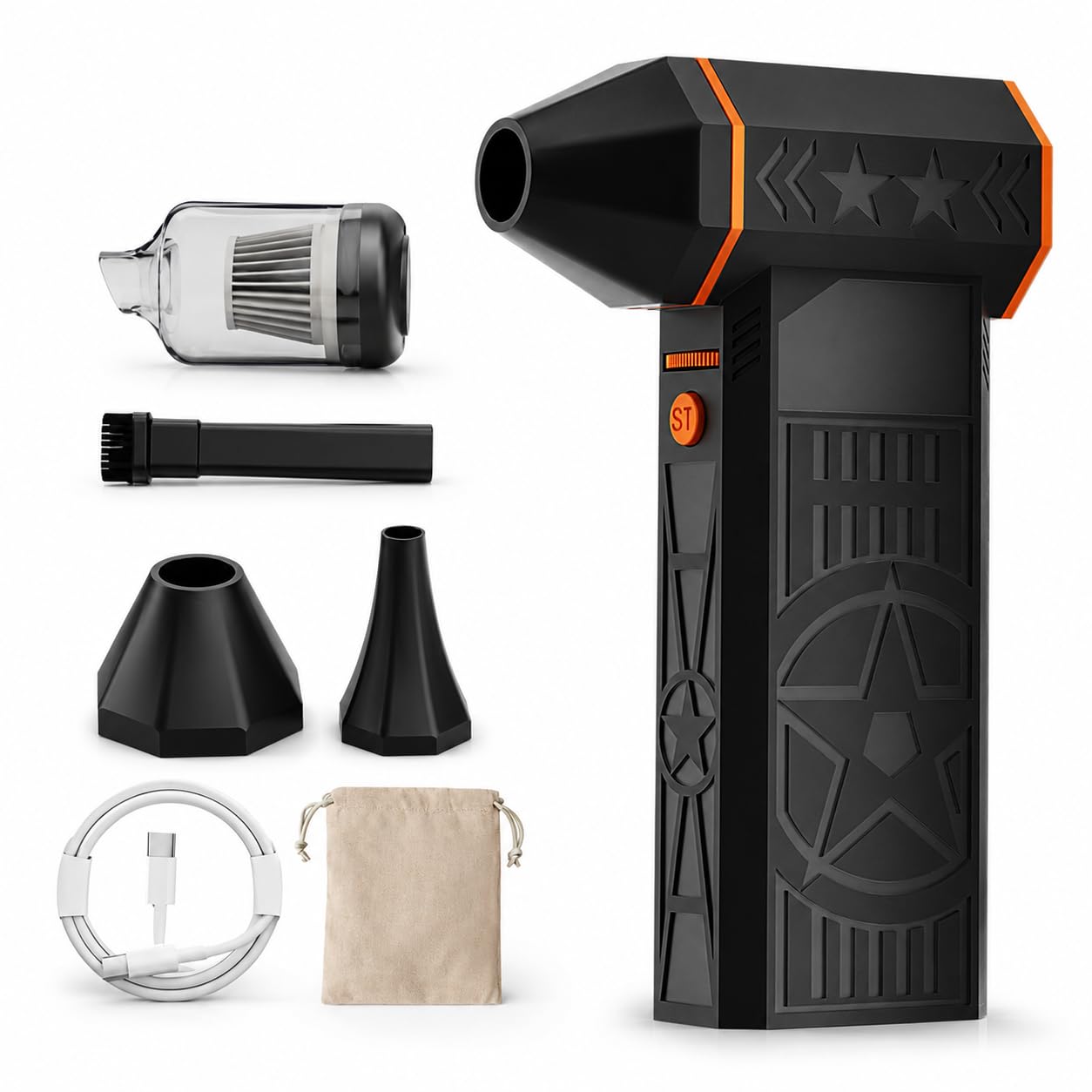 XQLY Compressed Air Duster, Stepless Adjustable Mini Blower 130000RPM Power