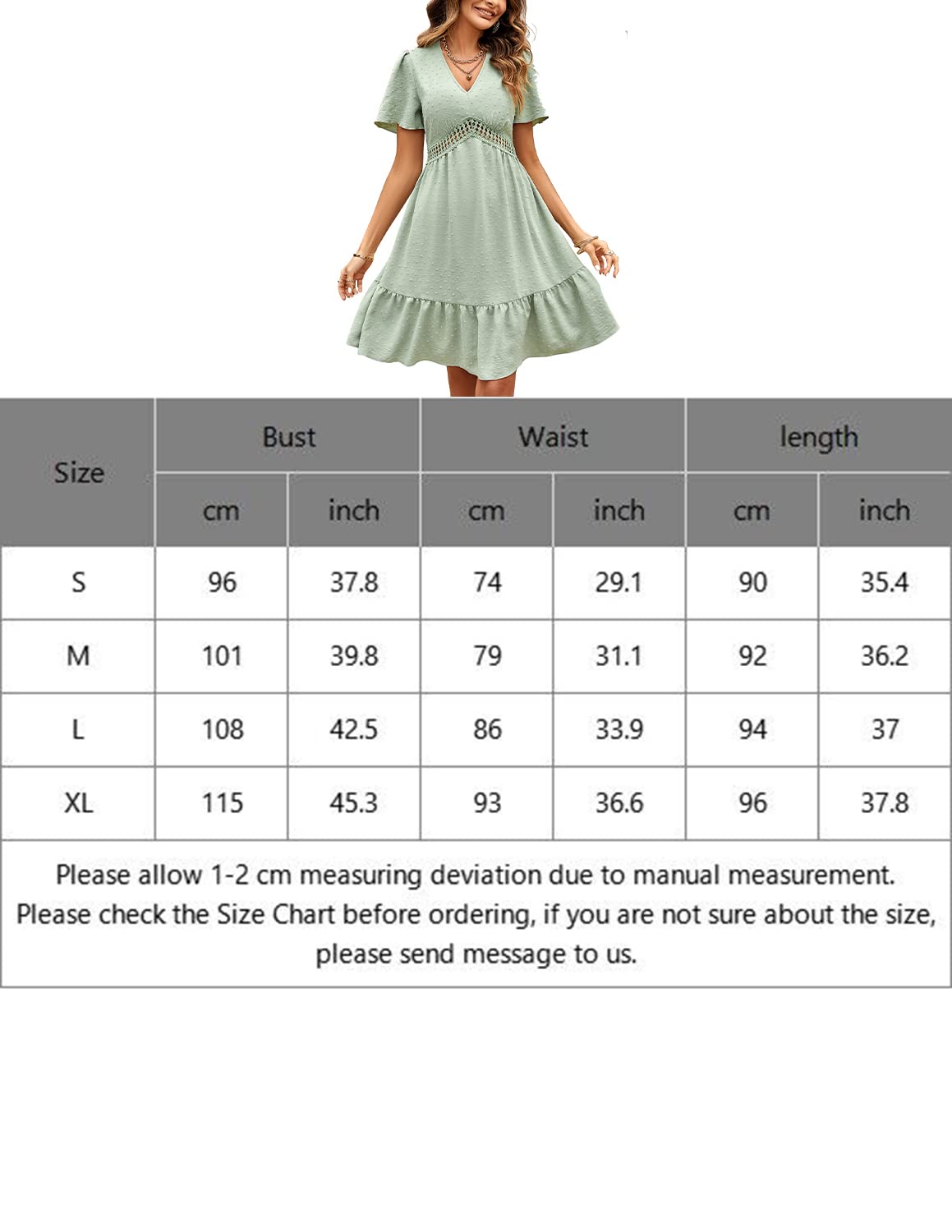 Femme Robe de Eté Col en V Elégant Pois Volants Taille Haute Manches Courtes/Longues Décontractée A-Ligne Mini Robes