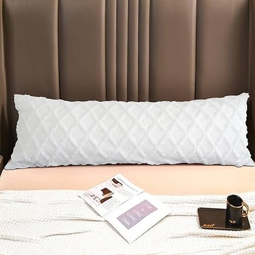 Miniatura 4 de Body Pillowcase in Waffle Velvet Pattern, White Body Pillow Cover with Zipper 21 * 54 1 Piece, Suitable for Sofa, Bedroom Decoration,Without Pillow