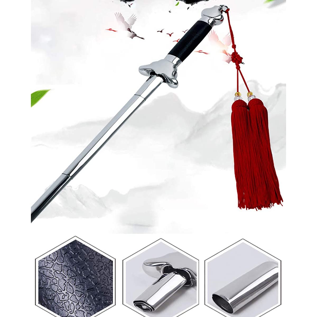 Espada De Taichi China Extensible con Bolsa De Cuero PU Roja