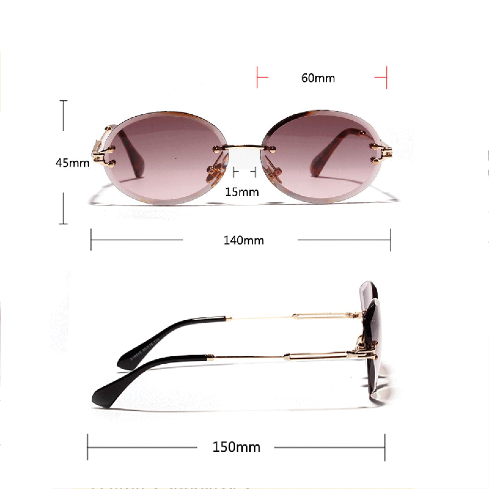 Gafas de sol con protección UV400 | Lentes ovalados degradados de metal | Para mujeres, hombres, deportes al aire libre y conducción
