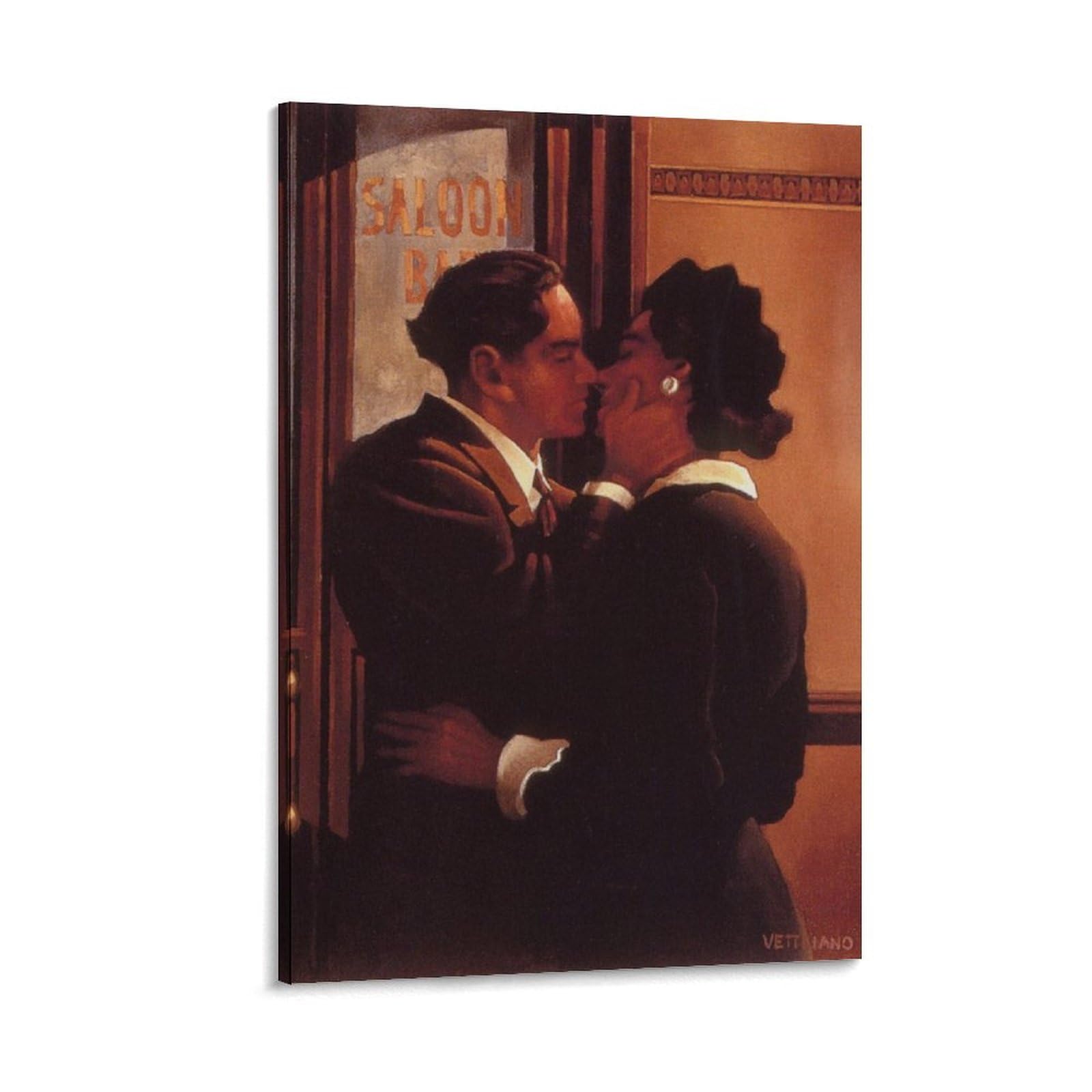 Ae Fond Kiss by Jack Vettriano Wall Art Prints - 08x12inch (20x30cm) Canvas Posters Artwork for Room Aesthetic — image 1