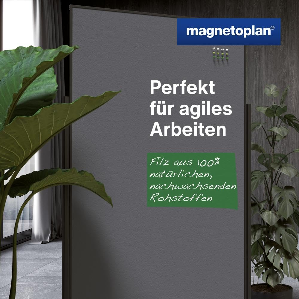 magnetoplan Design-Moderationstafel VarioPin Filz, Rahmen schwarz grau