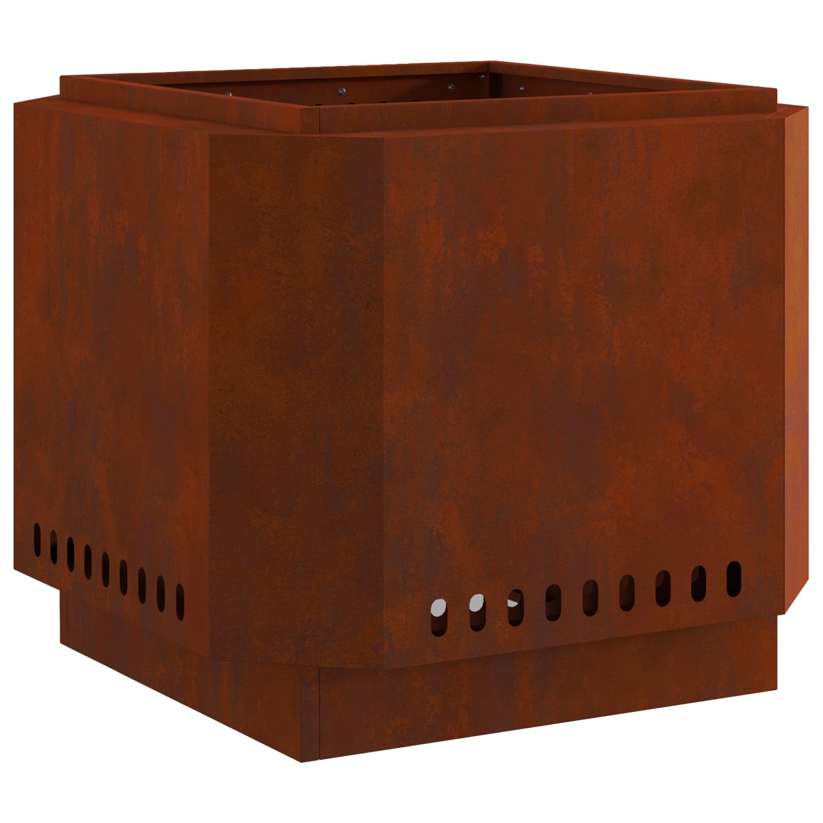 Braciere senza fumo in acciaio resistente alle intemperie, 58 x 58 x 51 cm, marrone, moderno braciere senza fumo per giardino e terrazza con efficiente distribuzione del calore