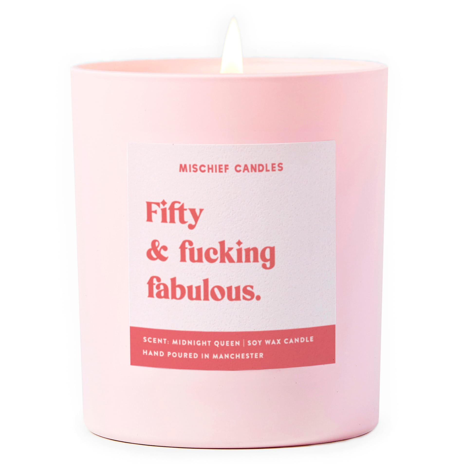 Mischief Candles Pink Funny Gift Idea Milestone Age Gifts Any Age Candle Gift For Her (50 & F****** Fabulous)