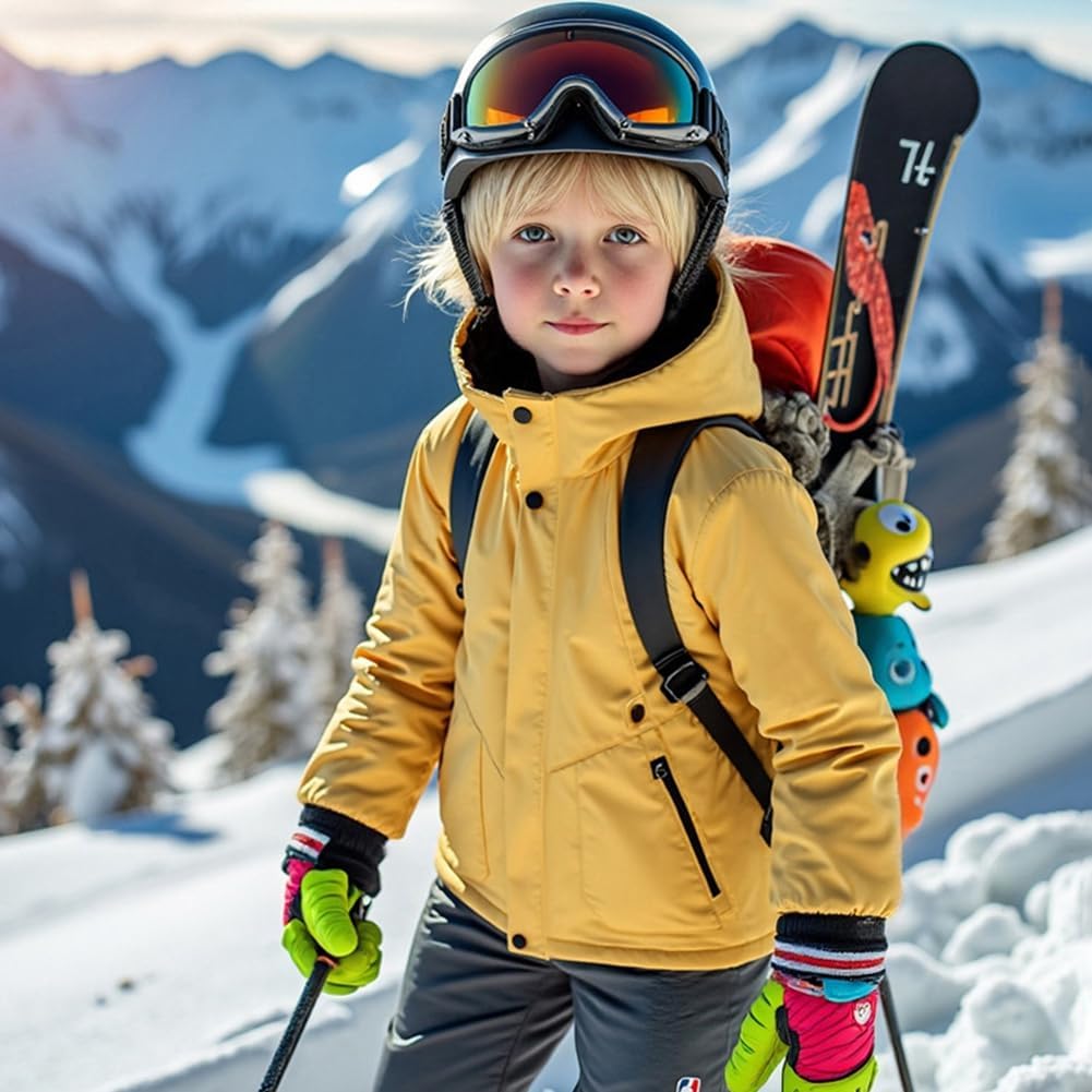 Weixinbuy Kids Unisex Waterproof Jackets Boys Girls Lightweight Padded Thicken Hooded Raincoat Leisure Outdoor Outerwear - Image 2