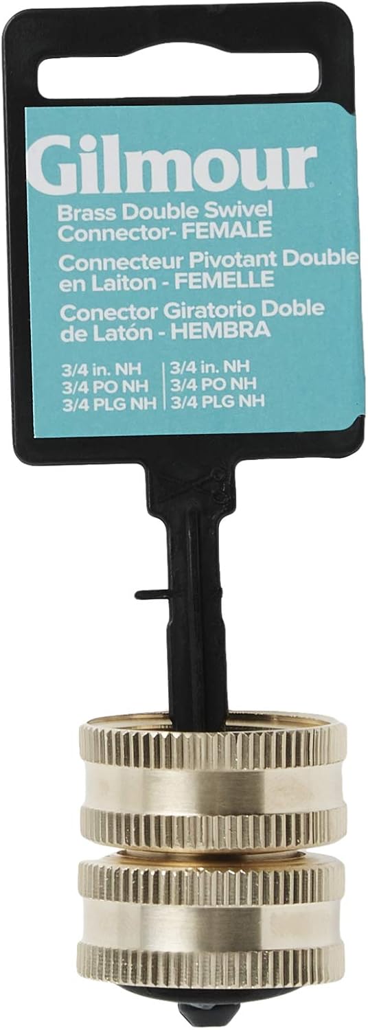 20 Pack - Gilmour 7FHS7FH Brass Water Hose Connector | Double Female Thread with Swivel | 3/4 Inch x 3/4 Inch Garden Hose Adapter