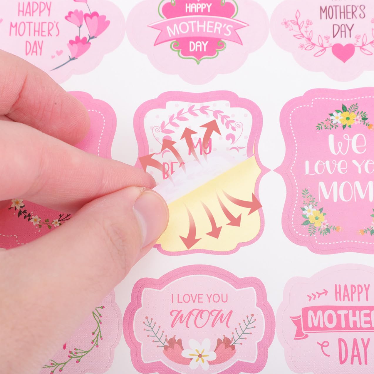 NUOBESTY 5 Set Etichetta Di Imballaggio Per La Festa Della Madri Madre Confezione Pieces Buste Colorate Adesivo Per La Festa Della Adesivo Da Forno Fai Da Te Rosa 32 Pezzi * 5
