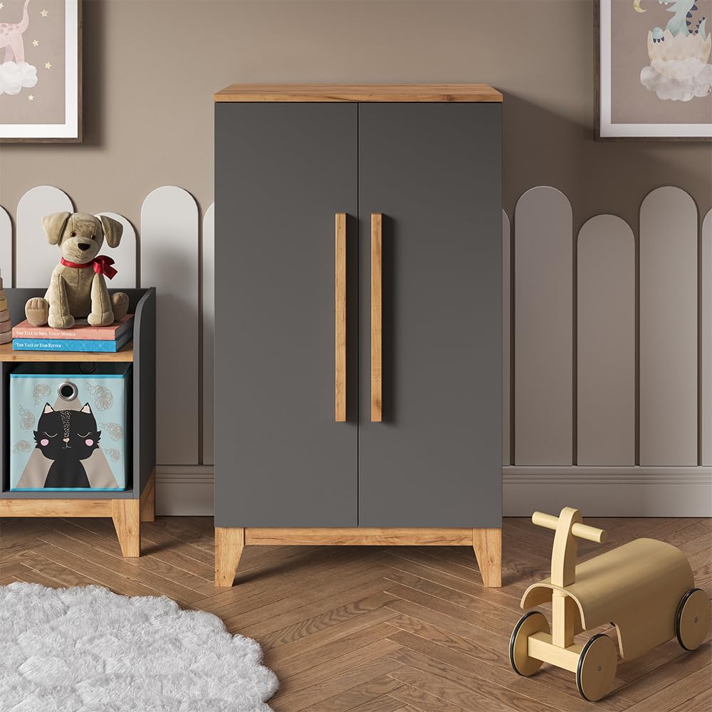 VitaliSpa Armario Infantil Malia, Gris/Artisan, 70 x 120 cm, para Guardar Ropa Infantil y combinable