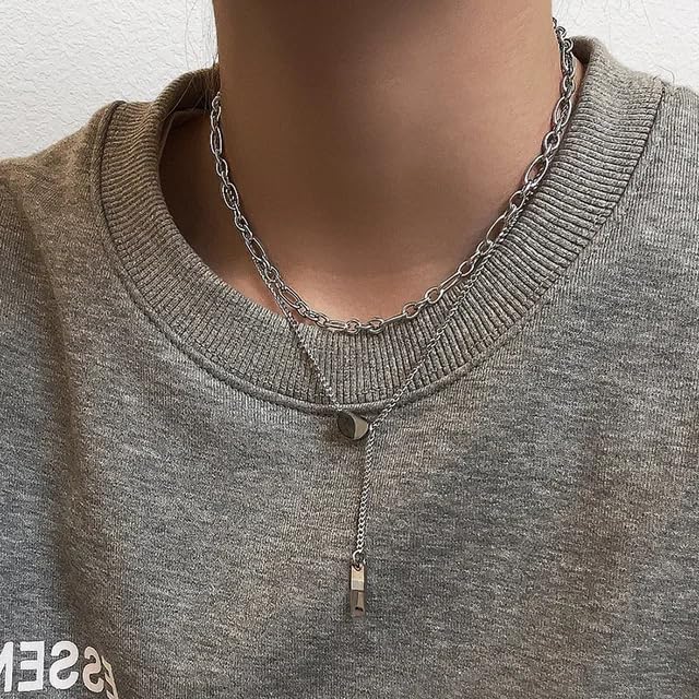 Image of SALTY ALPHA Anti Tarnish Stainless Steel Locket Neck Chain for Men | Stylish Pendant Necklace | Jewellery Accessories for Boys | Minimal Jewelry | Gifts for Boyfriend & Husband | Gift for Diwali, Christmas, Marriage, Birthday, Rakhi