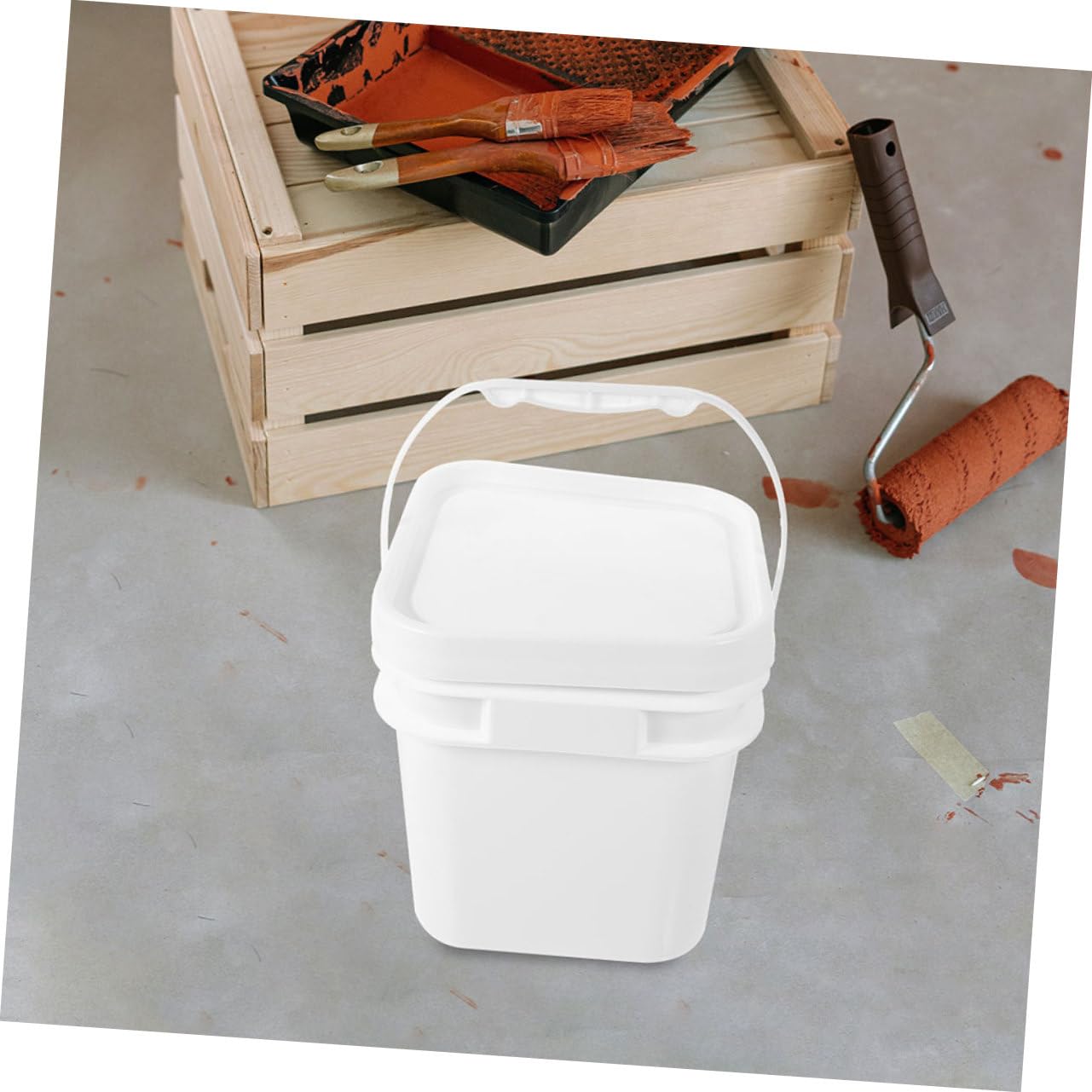 ULTECHNOVO 2 Piezas Cubo de Plástico con Tapa y Asa de Recipiente Reutilizable para Almacenamiento de Cubeta para Proyectos de