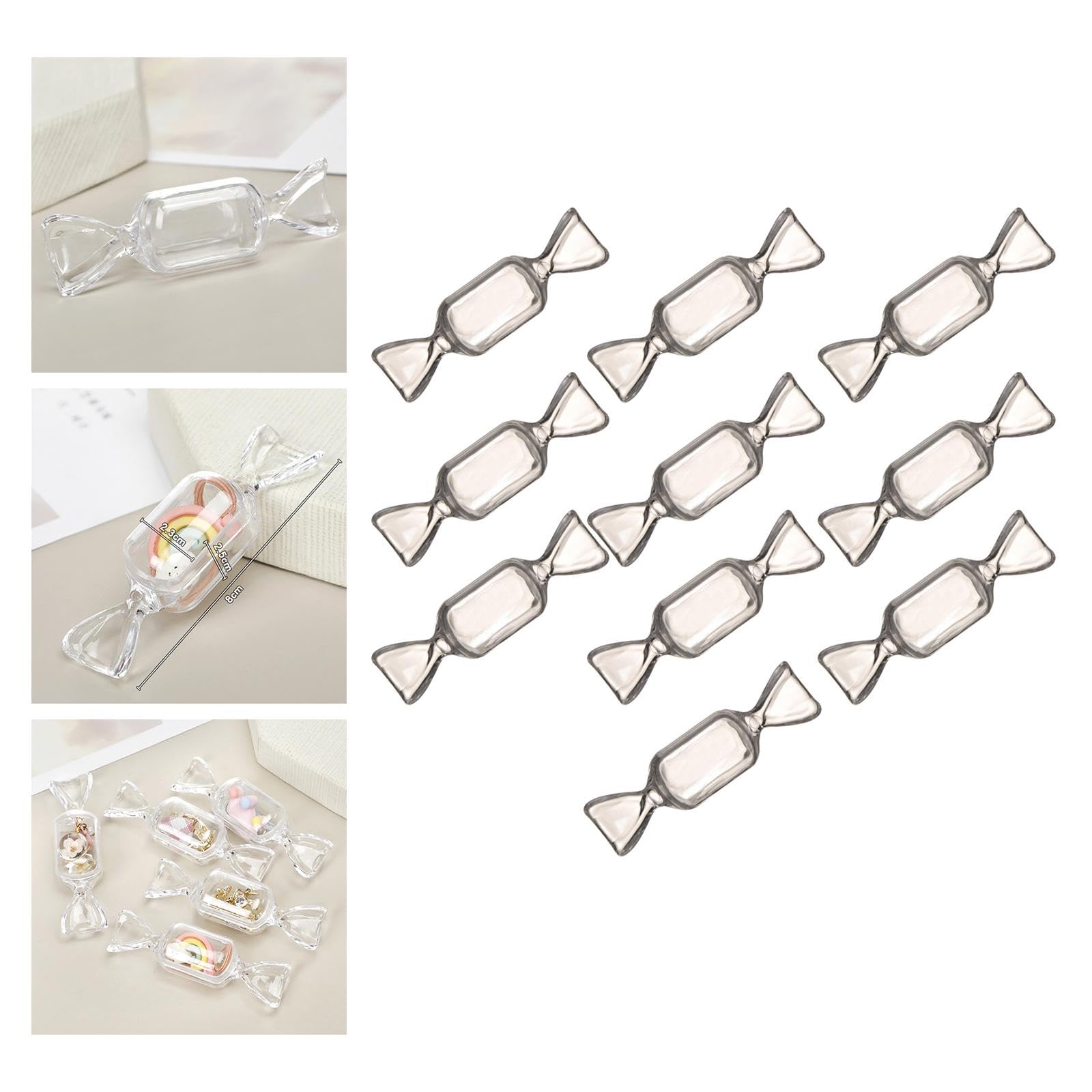 Juego de 10 mini organizadores de collares en forma de caramelo, pendientes, collares, almacenamiento, transparente, 10 piezas