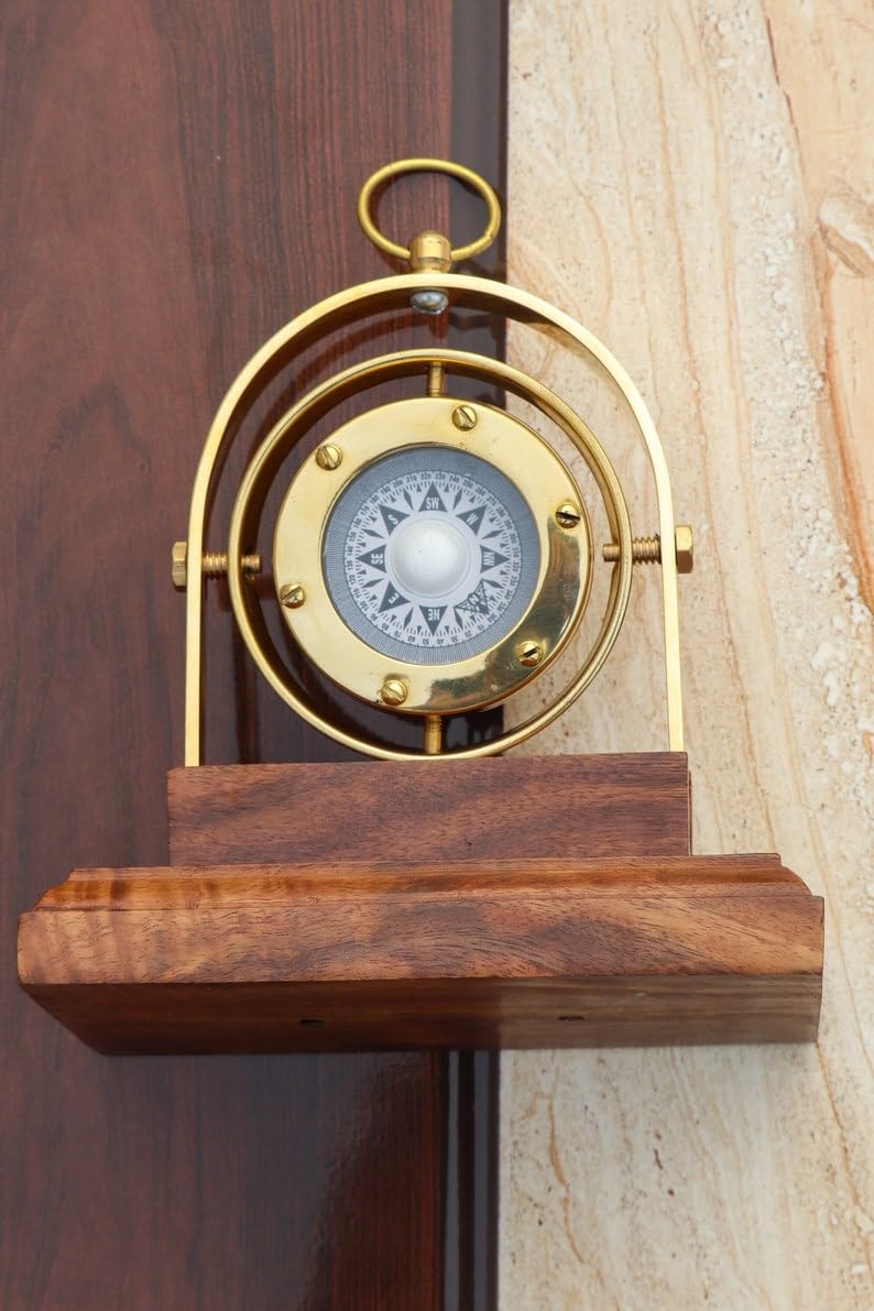Bussola vintage a U Gemball in ottone per nave-strumenti nautici in ottone antico funzionale orologio bussola di navigazione