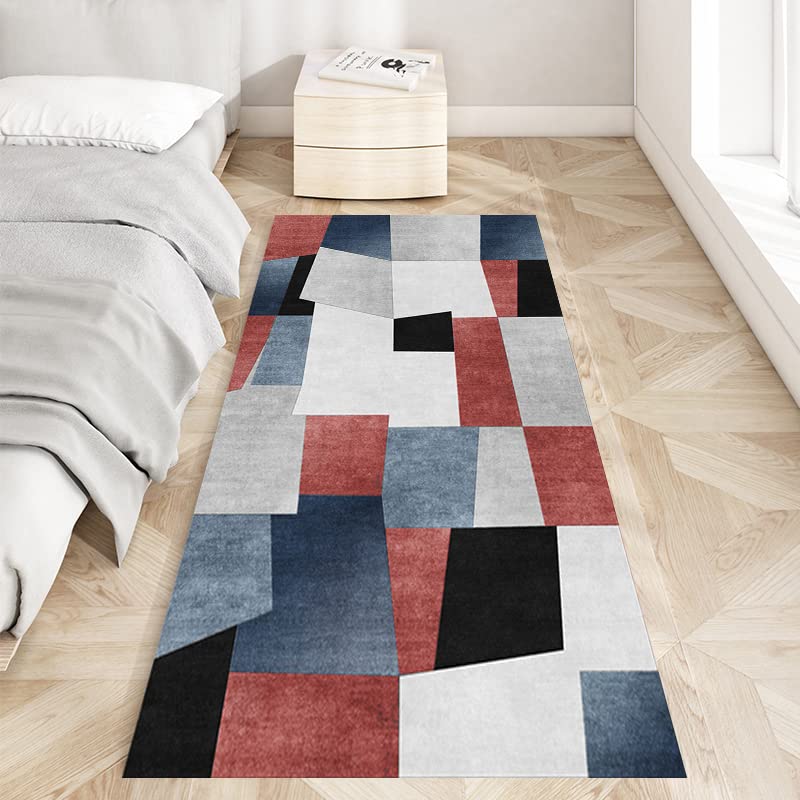 Tapis de couloir extra long bleu 80x500 cm géométrique et lavable - 6