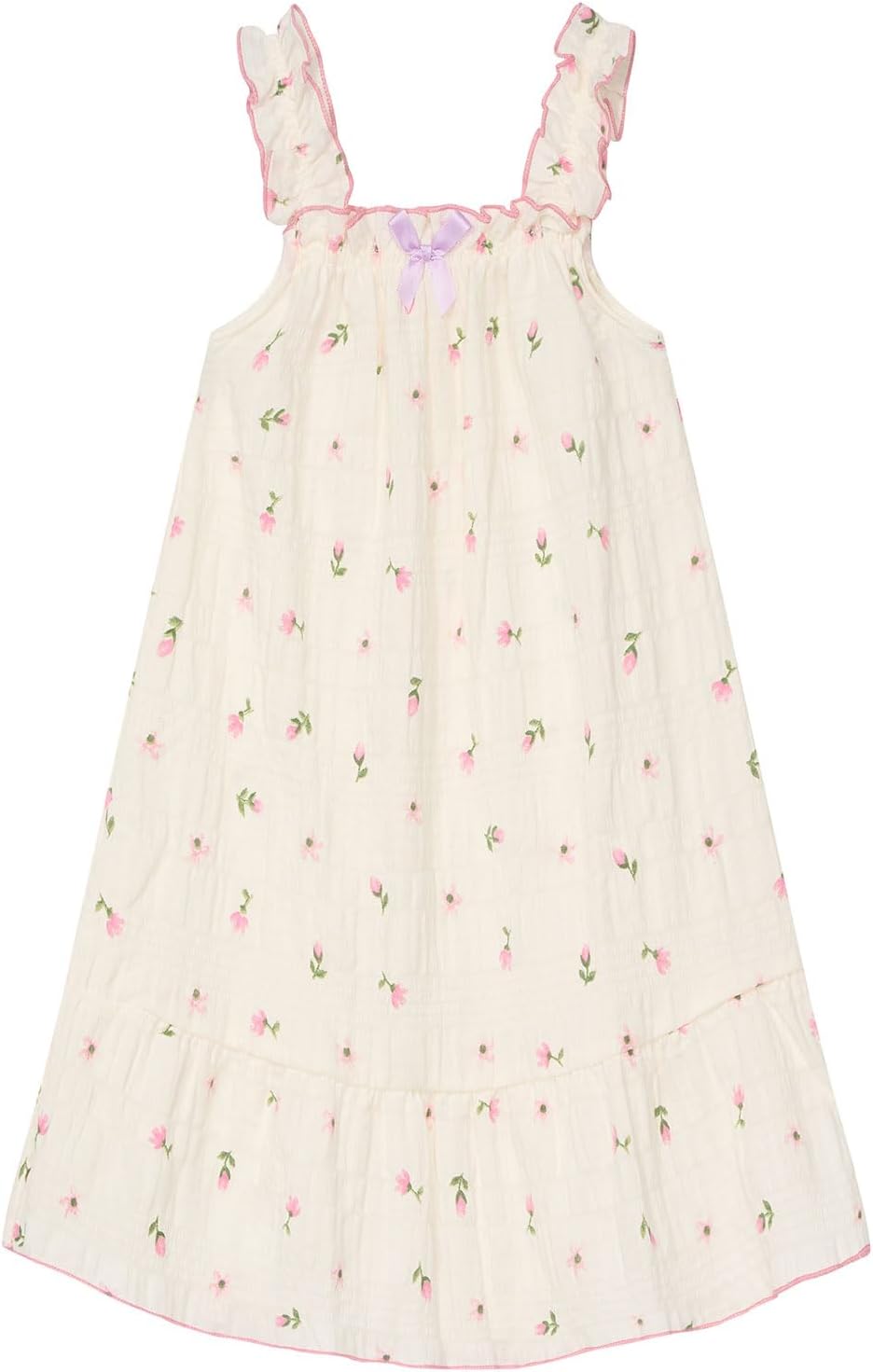 Girls Sleeveless Nightgowns Toddler Kids Loose Fit Sleep Dress Princess Ruffle Tank Lounge Dress Soft Floral Nightdress