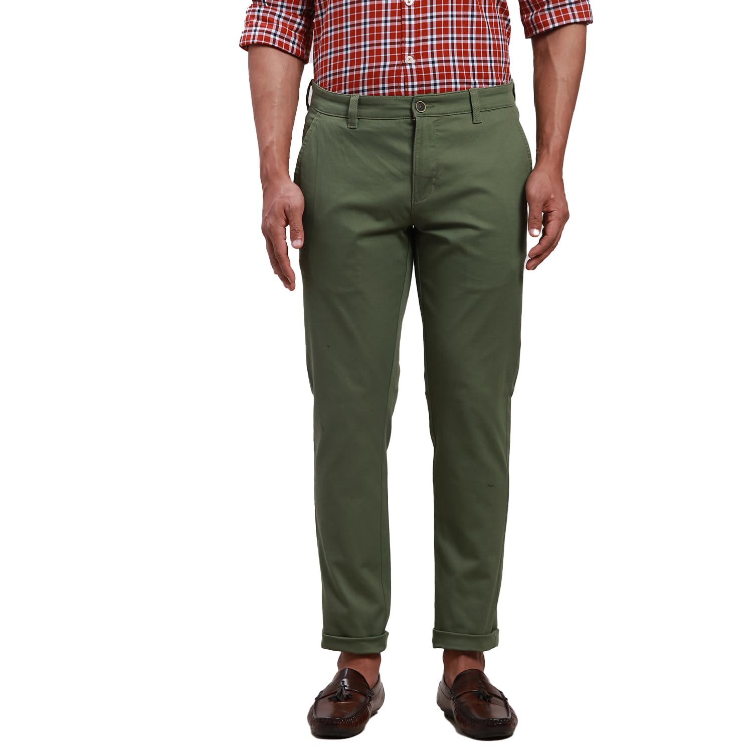 parx Men's Cotton Blend Solid Pattern Low Rise Tapered Fit Flat Front Casual Trouser-picture-36