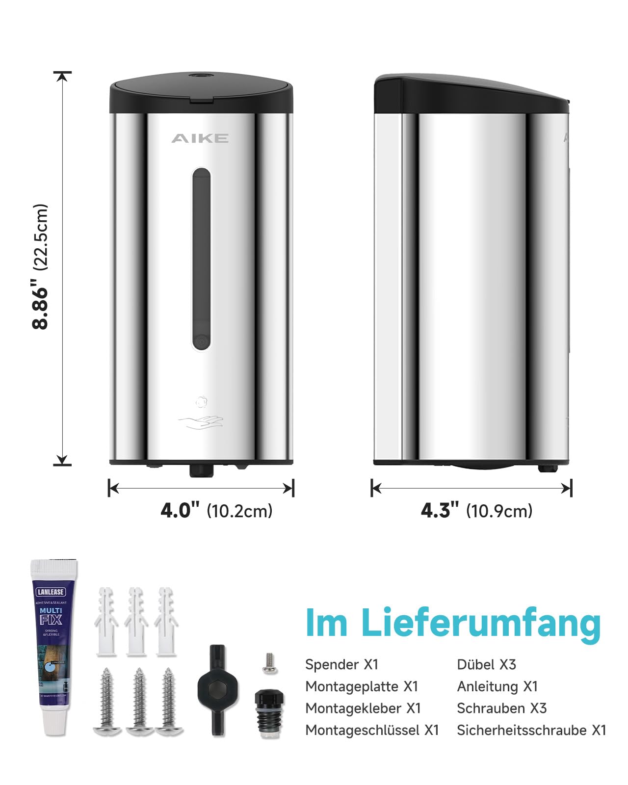 AIKE FoamCore Automatischer Schaumseifenspender,Wandmontiert