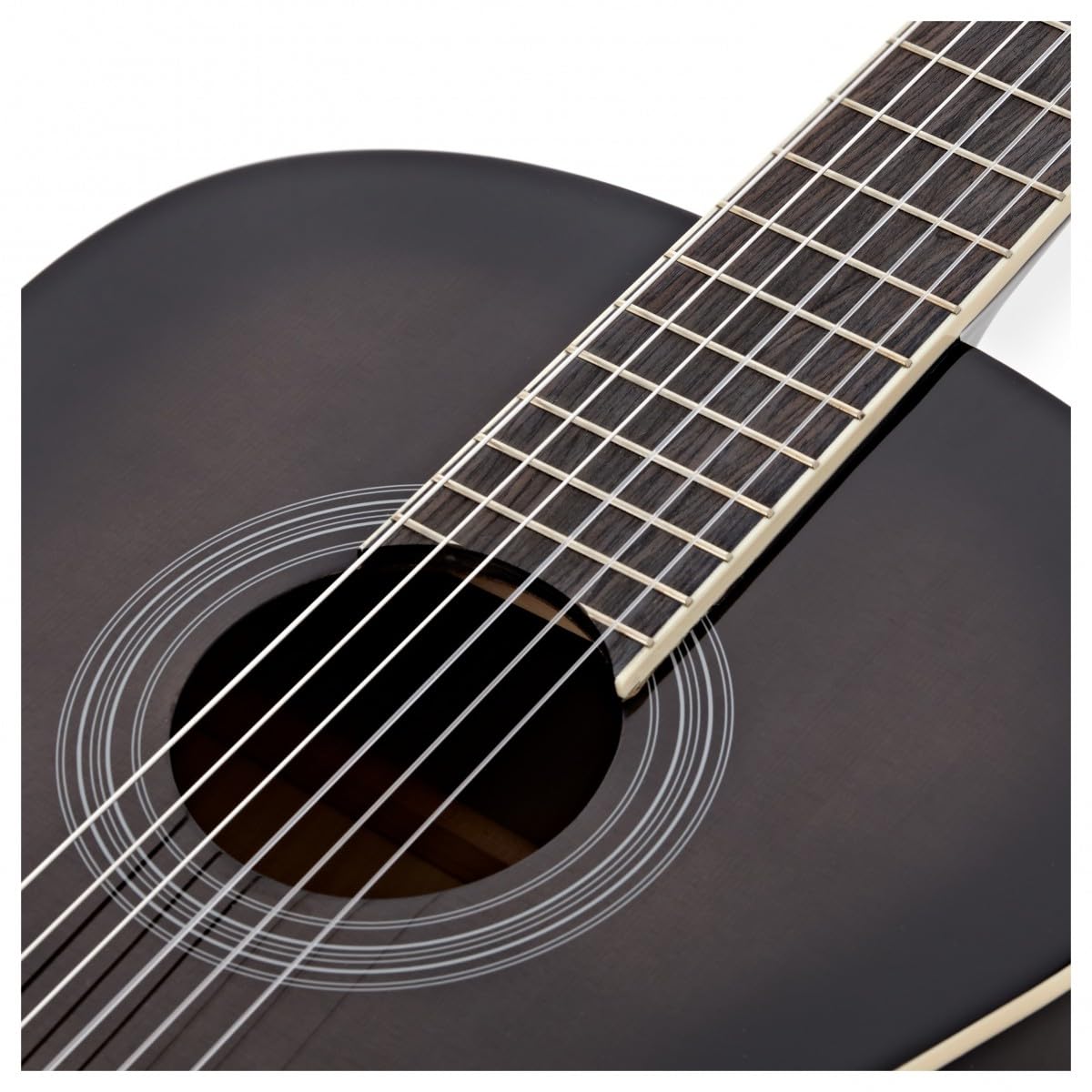 Chitarra classica Deluxe di Gear4music, Trans Nero | Suono Equilibrato e Suonabilità Comoda, Corde di Nylon Morbide per Suonare Facilmente, Scala Standard, Trans Black