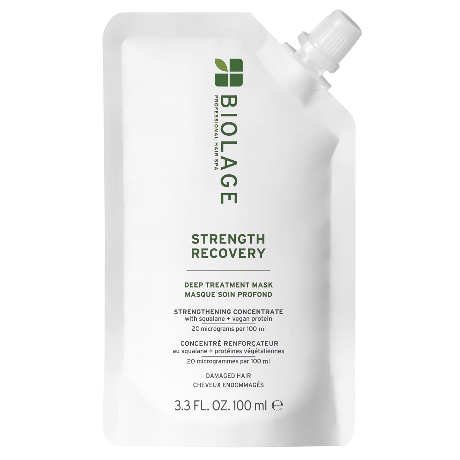 Biolage Strength Recovery Deep Treatment – Instantly Nourishes & Protects, Fortifies Strands, Reduces Breakage, With Olive Squalane & Vegan Proteins, Vegan, Paraben-Free, Packaging may vary