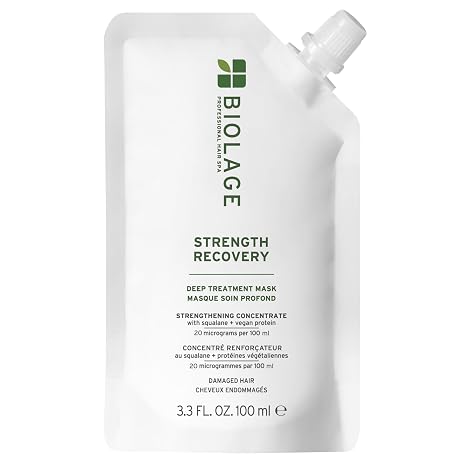 Biolage Strength Recovery Deep Treatment - Instantly Nourishes & Protects, Fortifies Strands, Reduces Breakage, With Olive Squalane & Proteins, Vegan, Paraben-Free