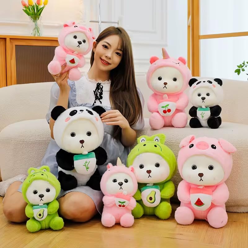 Image of Cute Panda Plush Toy 30 cm - Soft Stuffed Animal Hugging Doll for Kids, Girls & Boys | Adorable Kawaii Panda Bear Plushie for Decor & Gifts (Unicorn Hoodie Bear 30cm)