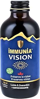 Immunia VISION - Wild blueberry concentrate + Lutein & Zeaxanthin. Eye Health Antioxidant Supplement. Eye Vitamins to PRESERVE vision. Liquid formula. Delicious taste. 5 ml/day (for 24 days). Fruits from Canada.