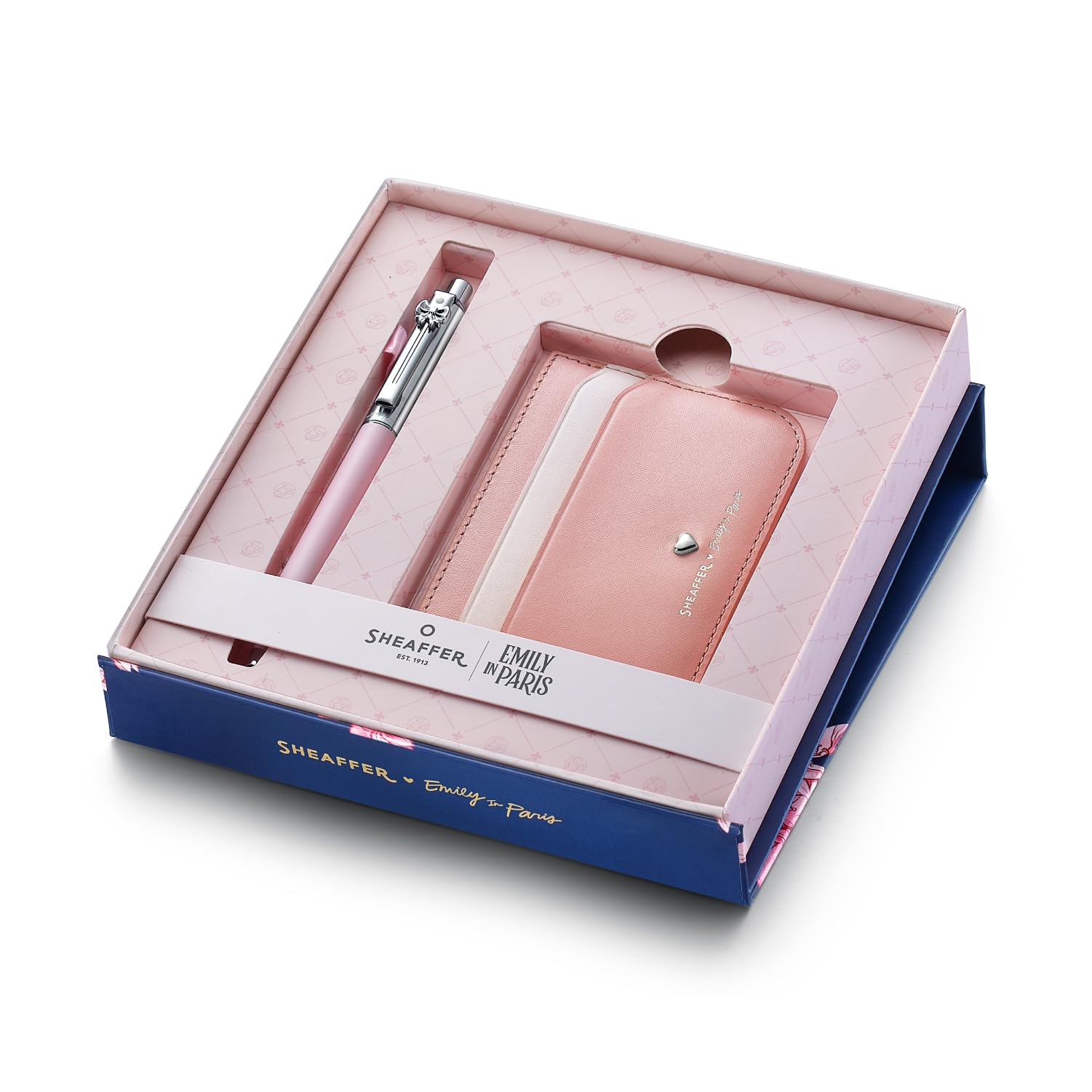 Sheaffer Sentinel Emily in Paris E321 Ballpoint Pen, Pink Matte Finish, Chrome-Plated Trims, Bow-Shaped Clip (Ballpoint Pen Full-Grain Leather Credit Card Holder Gift Set) - Image 2