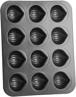 CANDeal 12-Cavity Chestnut-Shaped Muffin Cake Pan Non-Stick Cake Mold Cupcake Pan for Oven, Quick Release Bakeware for Pudding, Dessert, Mousse