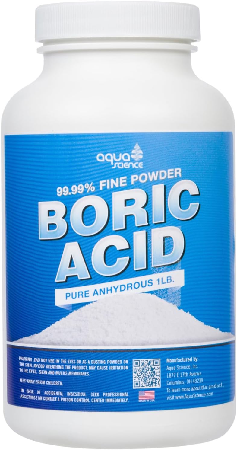Aqua Science Boric Acid Powder - 1lb, 99.9% Industrial-Grade Strength Fine Powder - Multipurpose Boric Acid Cleaner for Kitchen, Sink, Laundry, Stain Remover and Deodorizer - Made in USA Since 1983