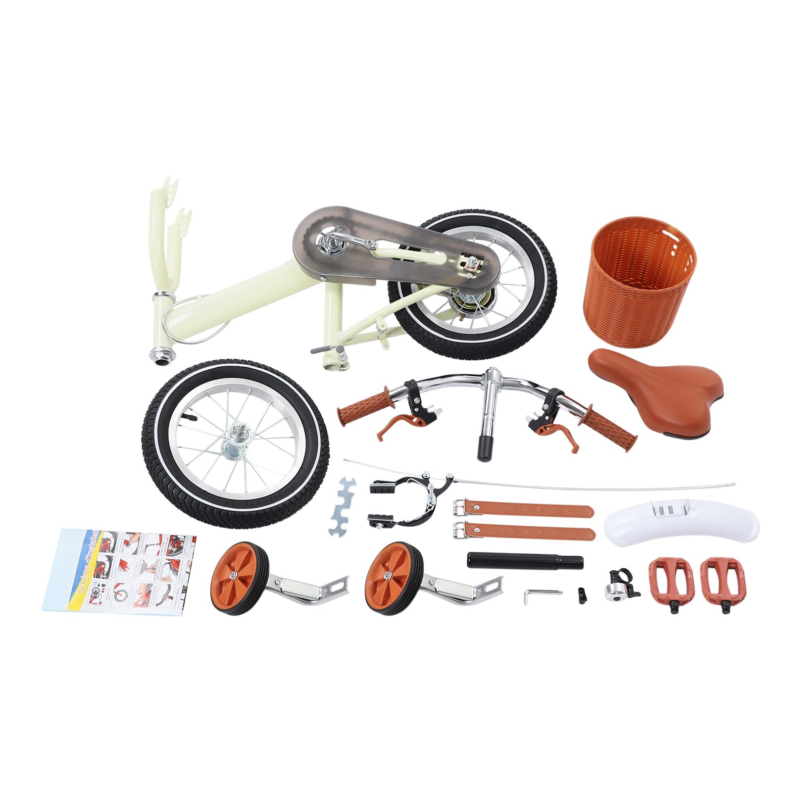 Vélo pour enfant 12 pouces avec roues stabilisatrices, vélo d'apprentissage du pédalage, double frein, selle et guidon réglables en hauteur, pour exercices d'équilibre et d'entraînement à vélo