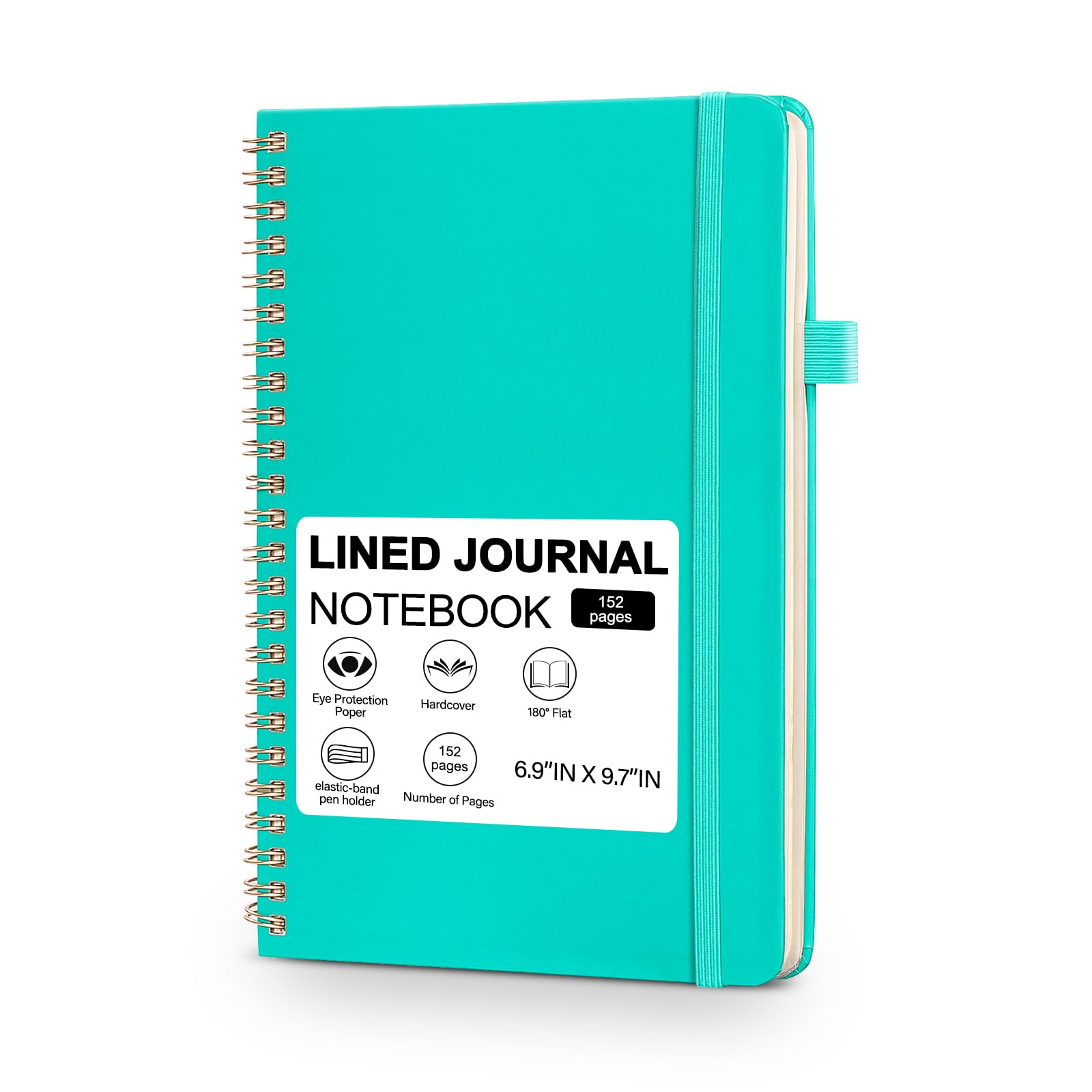 Harphia A5 Hardback Notebook Lined Spiral Notebook for Work and Study. Lined Spiral Journal, 152 Pages, 100gsm Paper, Journals for Writing - A5(6"x8") Mint Blue