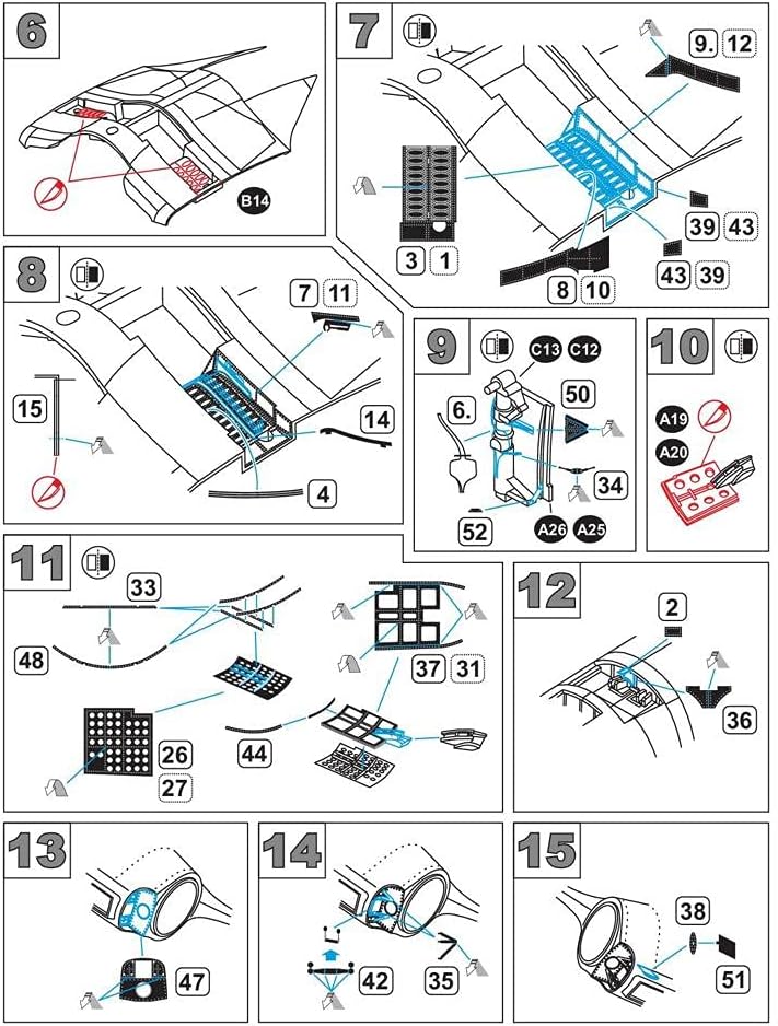 Bundle lot of Metallic Details F9F-2 Panther. Interior, Exterior, Wing Folding Mechanism MDR4872+MDR4873+MDR4874 1/48 Scale