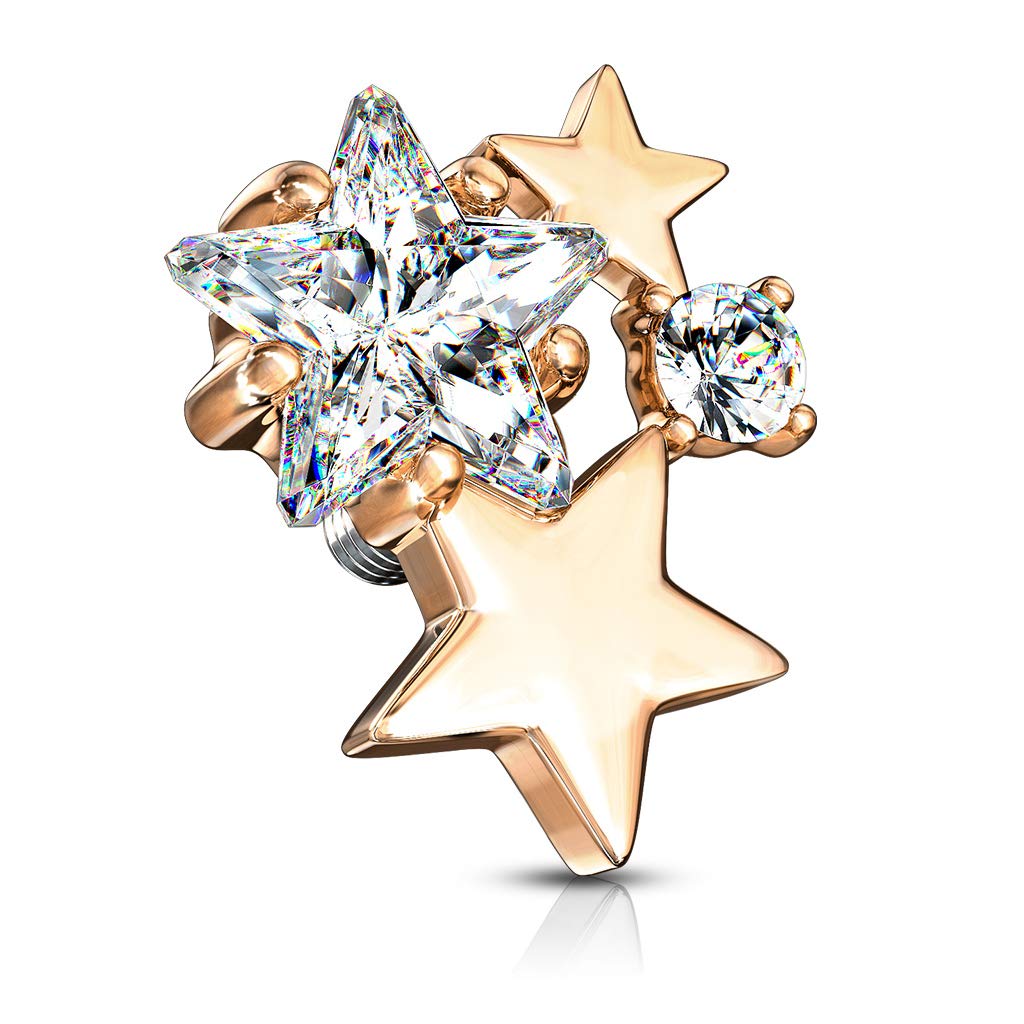 FIFTH CUE14G CZ Cluster Stars Internally Threaded Dermal Anchor Top