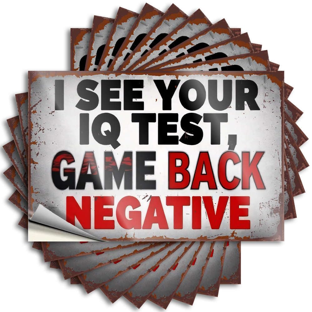 Room Decoration Winter Lettering Sticker - I See Your Iq Test, Game Back Negative. Removable Decal Case Easy Peel for Western(6X9CM)