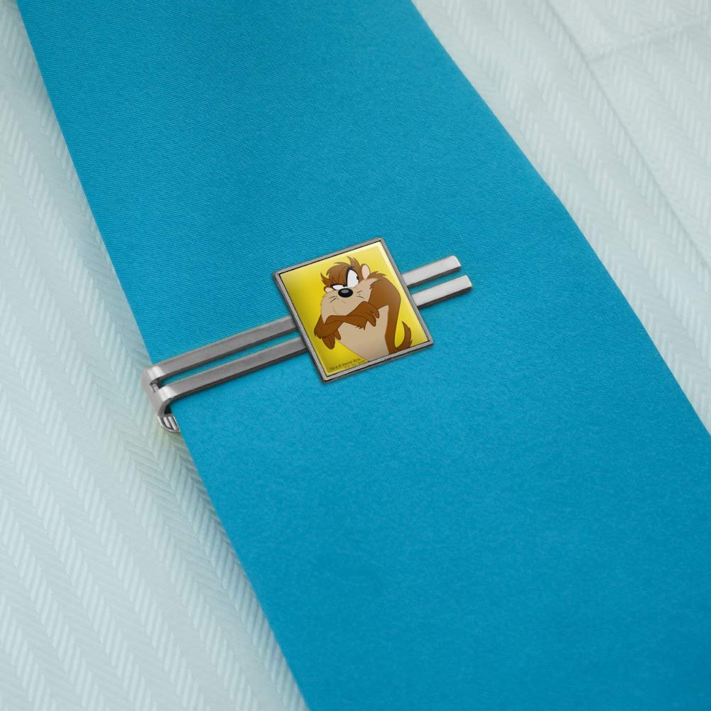 GRAPHICS & MORE Looney Tunes Taz Square Tie Bar Clip Clasp Tack- Silver or Gold