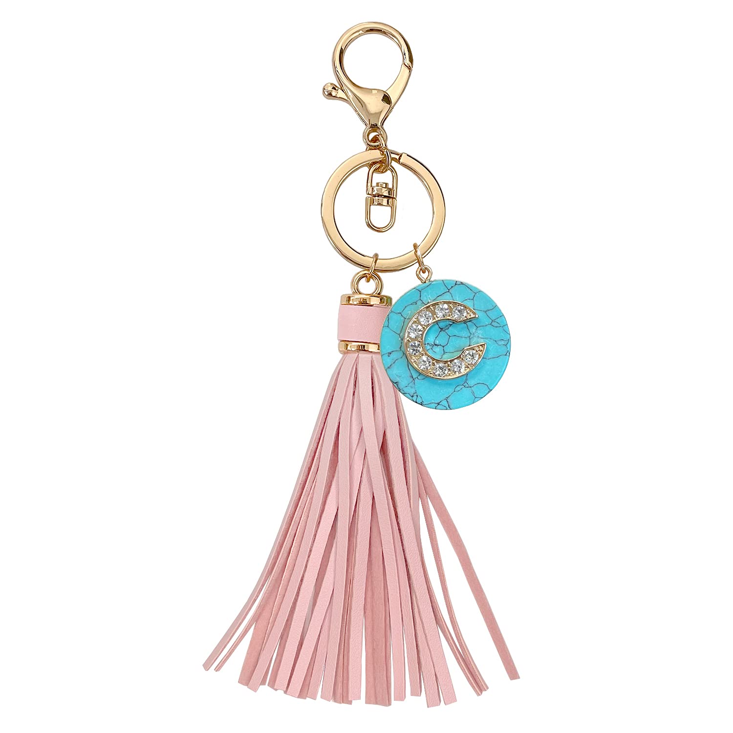 Western Style Leather Tassel Initial Keychain Car Keyring Handbag Accessories Gift Package Included