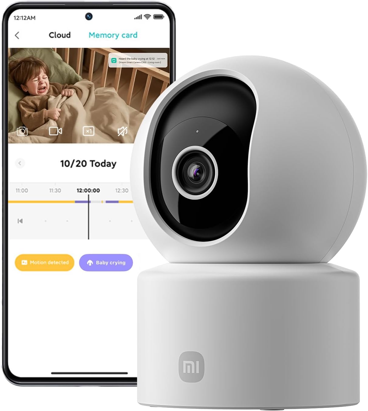 XIAOMI C302 2K 3MP cámara Interior con privacidad, Giro 360°, detección IA bebés/Mascotas, Audio bidireccional, Compatible con Alexa y Google