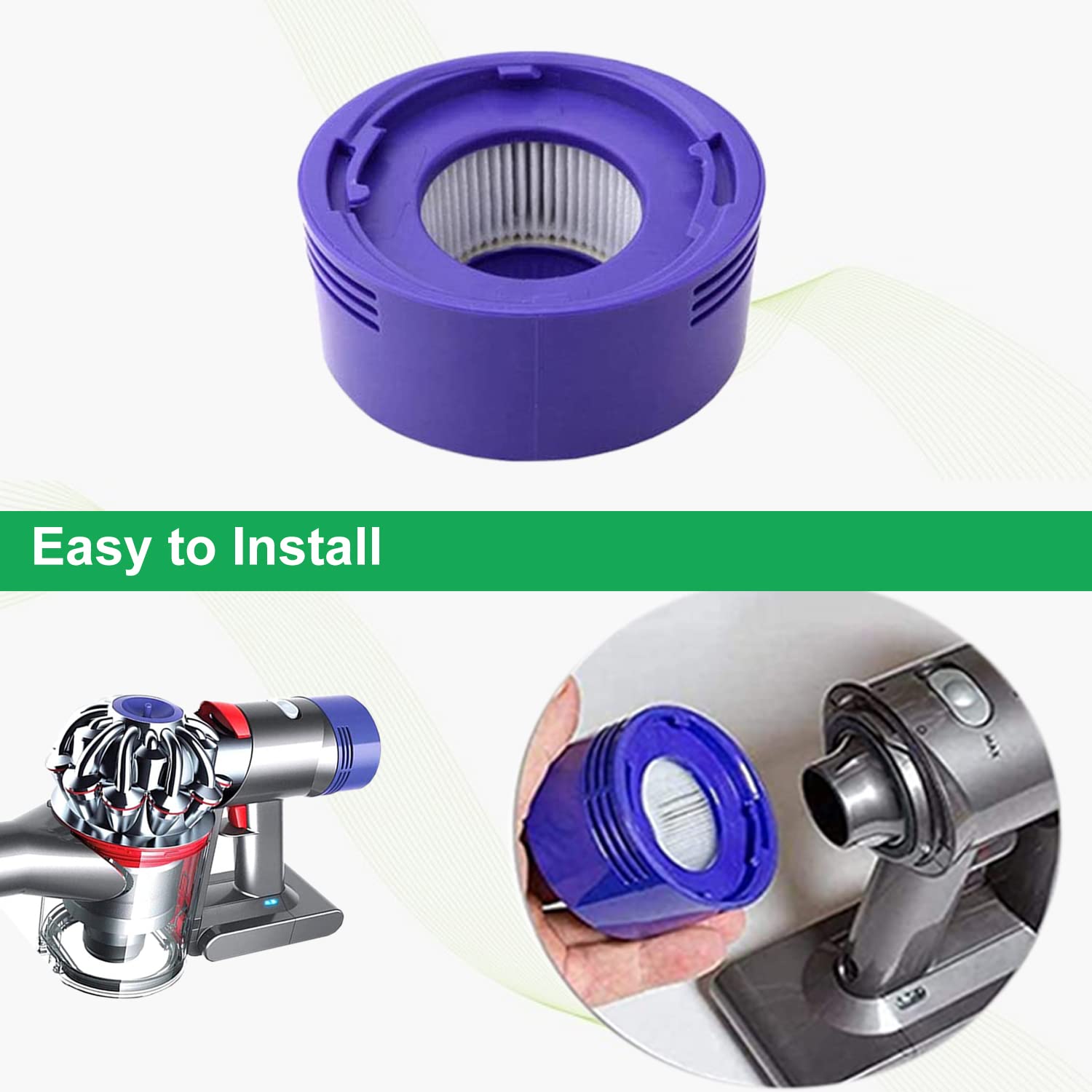 6 pack upright vacuum Filters, Replacement V8 kit filters for Dyson V7, V8 Animal, V8 Absolute & SV10 Cordless Vacuum, 3 Post Filters and 3 Pre Filters-Replace filters Part NO. 965661-01 & 967478-01