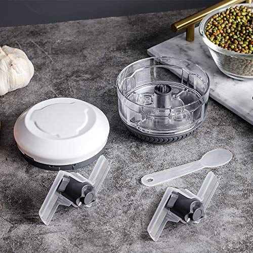 FUHUIM Mini Manual Food Chopper, Durable Hand Held Food Choppers and Dicers, One More Free Blade, Fits for Chopping Vegetables/Fruits/Onions/Garlics/Salad/Coleslaw/Puree