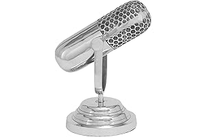 Deco 79 Aluminum Metal Microphone Prop: Vintage Aesthetic for Your Unique Decor