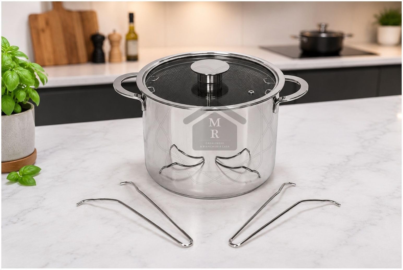 Pentola Cuoci pasta 24 cm Acciaio Inox 18/10 con 2 Cestelli Induzione Gourmet Mepra