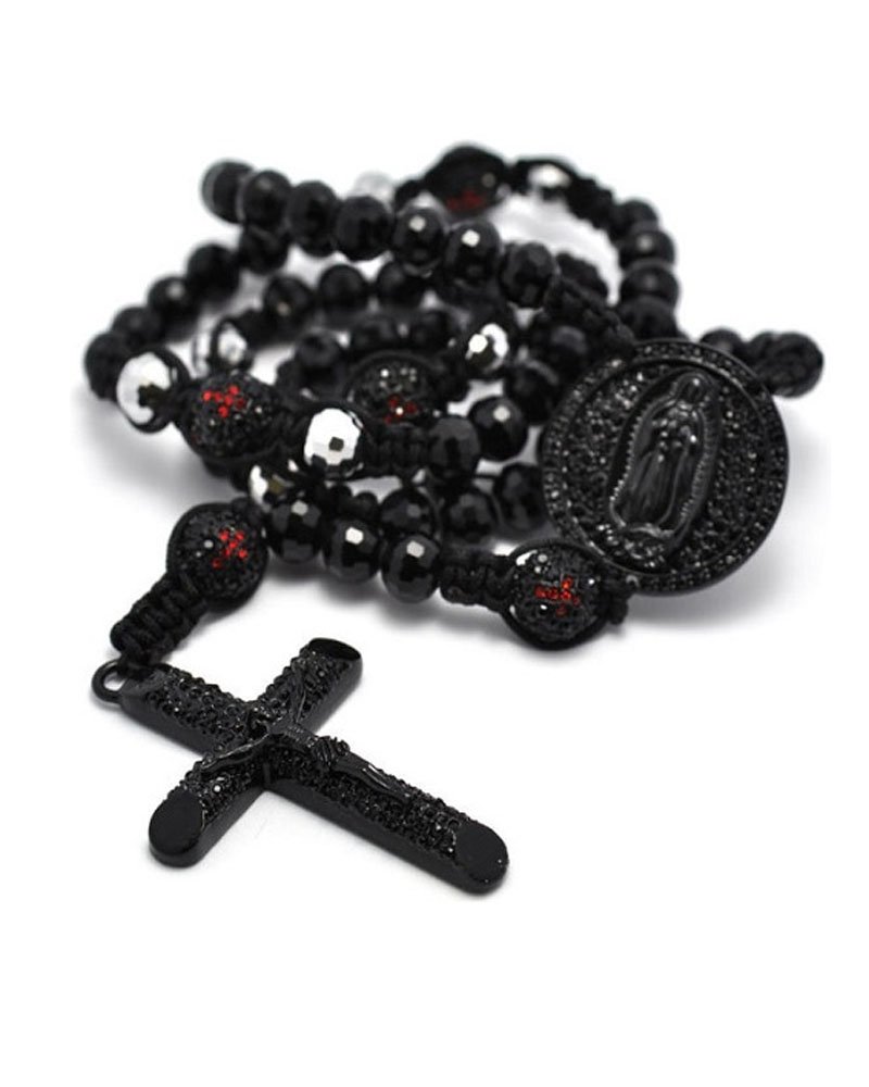 アクセサリー Vintage Black Rosary Necklace Vintage Rosary Necklace: Black Onyx Beads, 9k Gold Filled