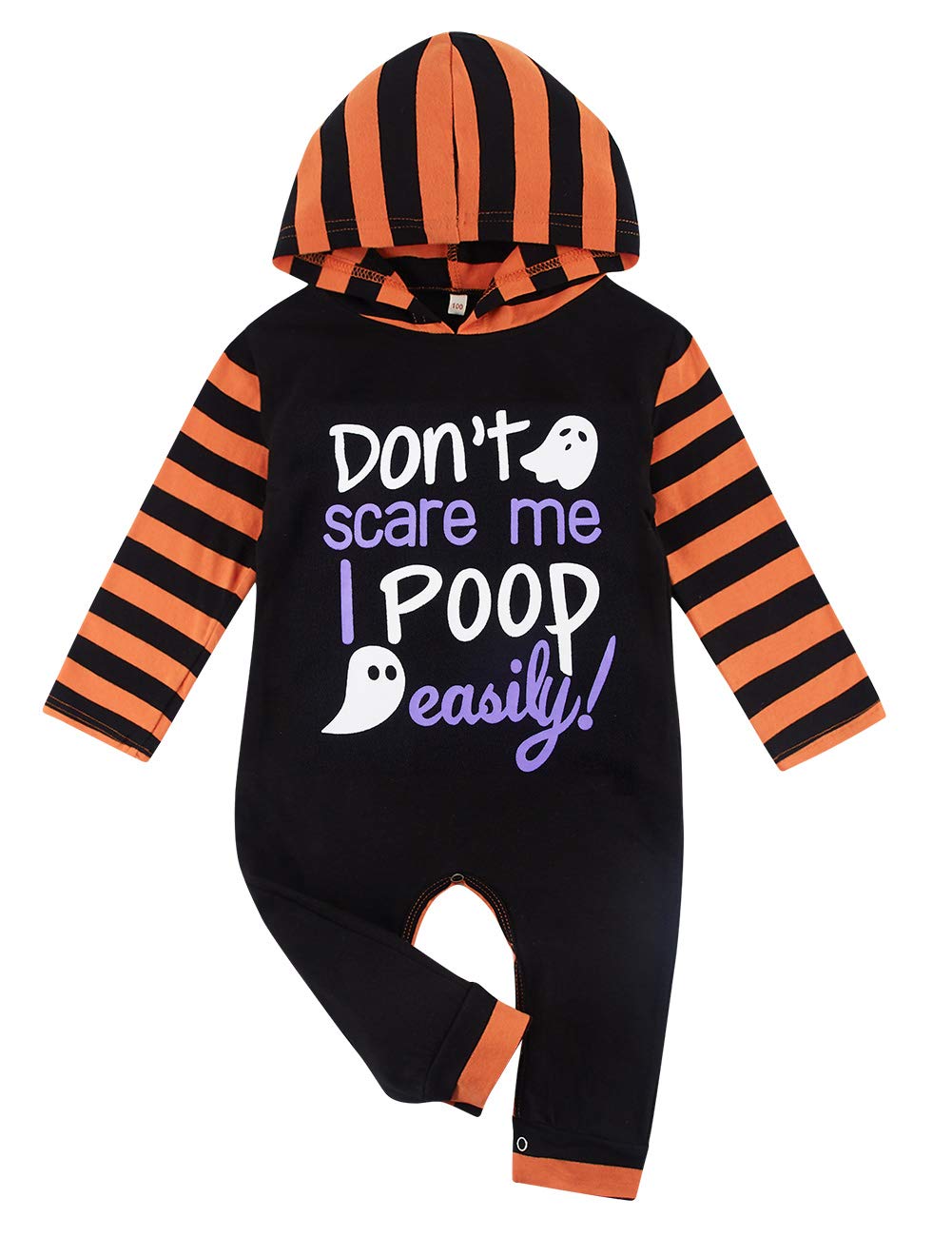Baby Boys Girls Hoodie Romper Pumpkin Halloween Outfits Catsuit Striped Hallow Clothes 0-18 Months