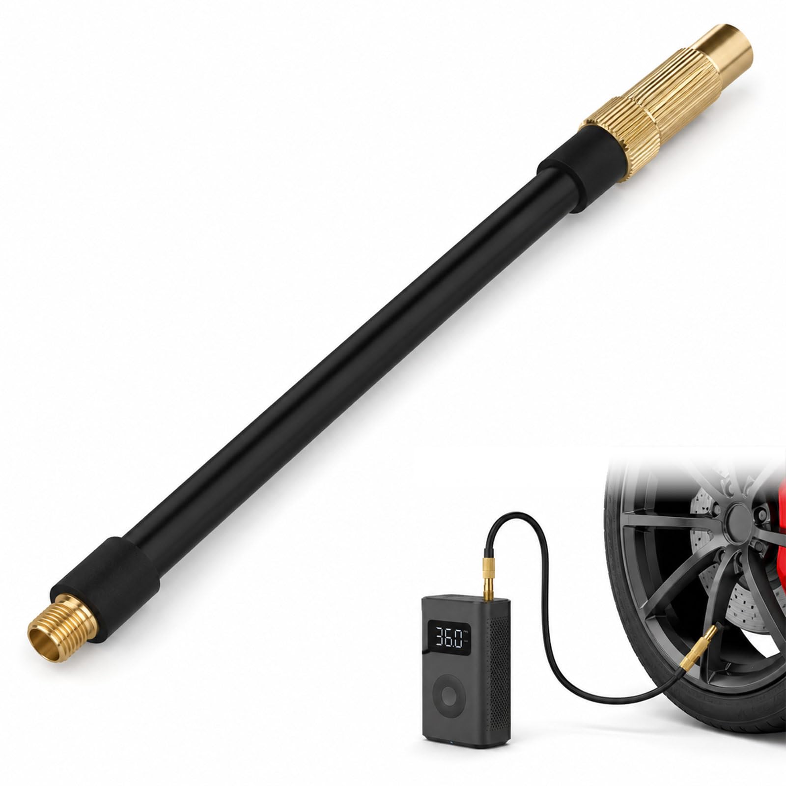 XZJDGBZA 2-in-1 Schrader & Presta Valve Bike Pump Adapter Extension Hose