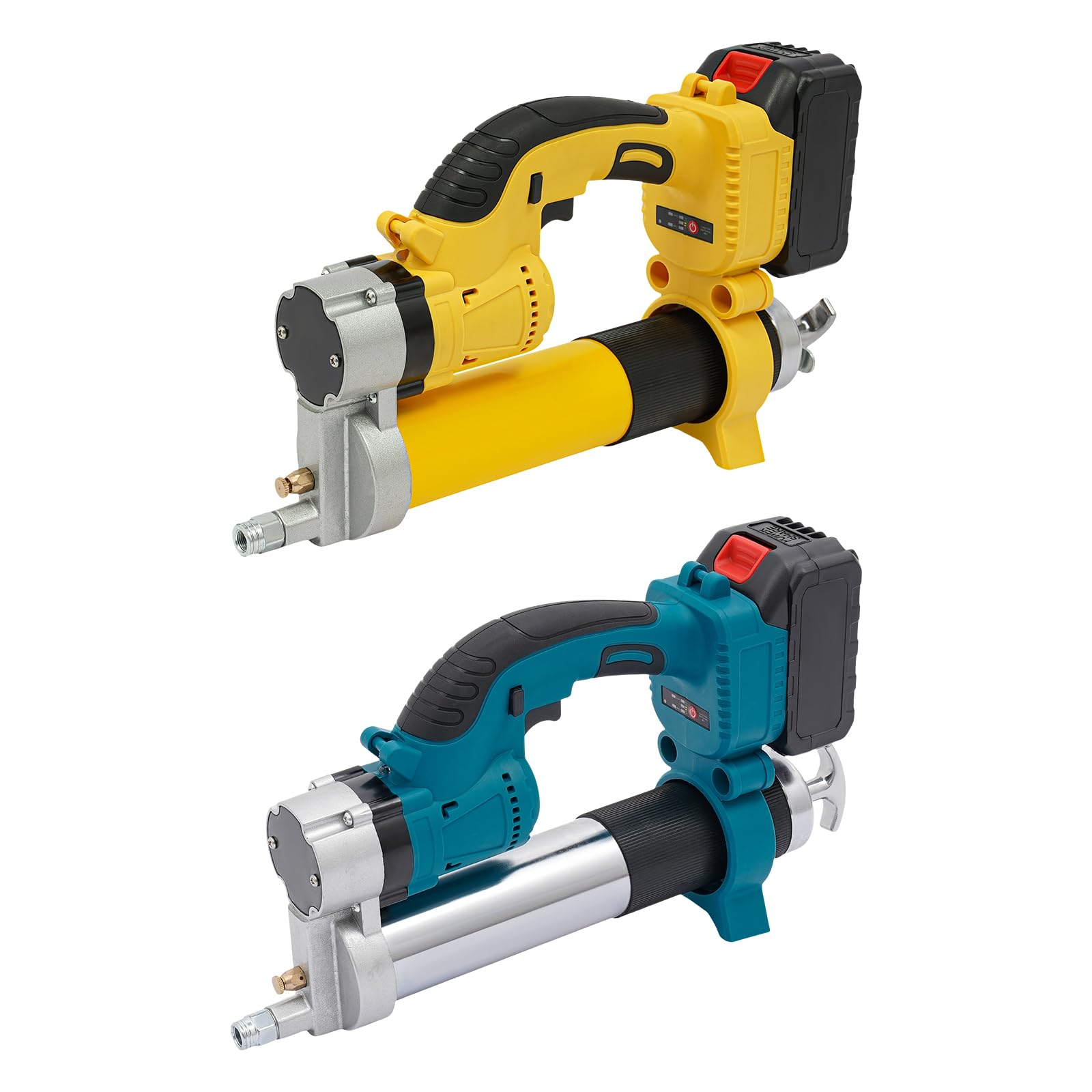 Pressa per grasso a batteria, super efficiente, con 2 batterie e caricabatterie, motore senza spazzole e lampada a LED (giallo)
