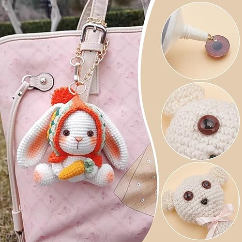 Miniatura 4 de PH PandaHall 310 ojos semicirculares, 6 tamaños de ojos artesanales, cabujones de plástico para manualidades, ojos de animales marrones para