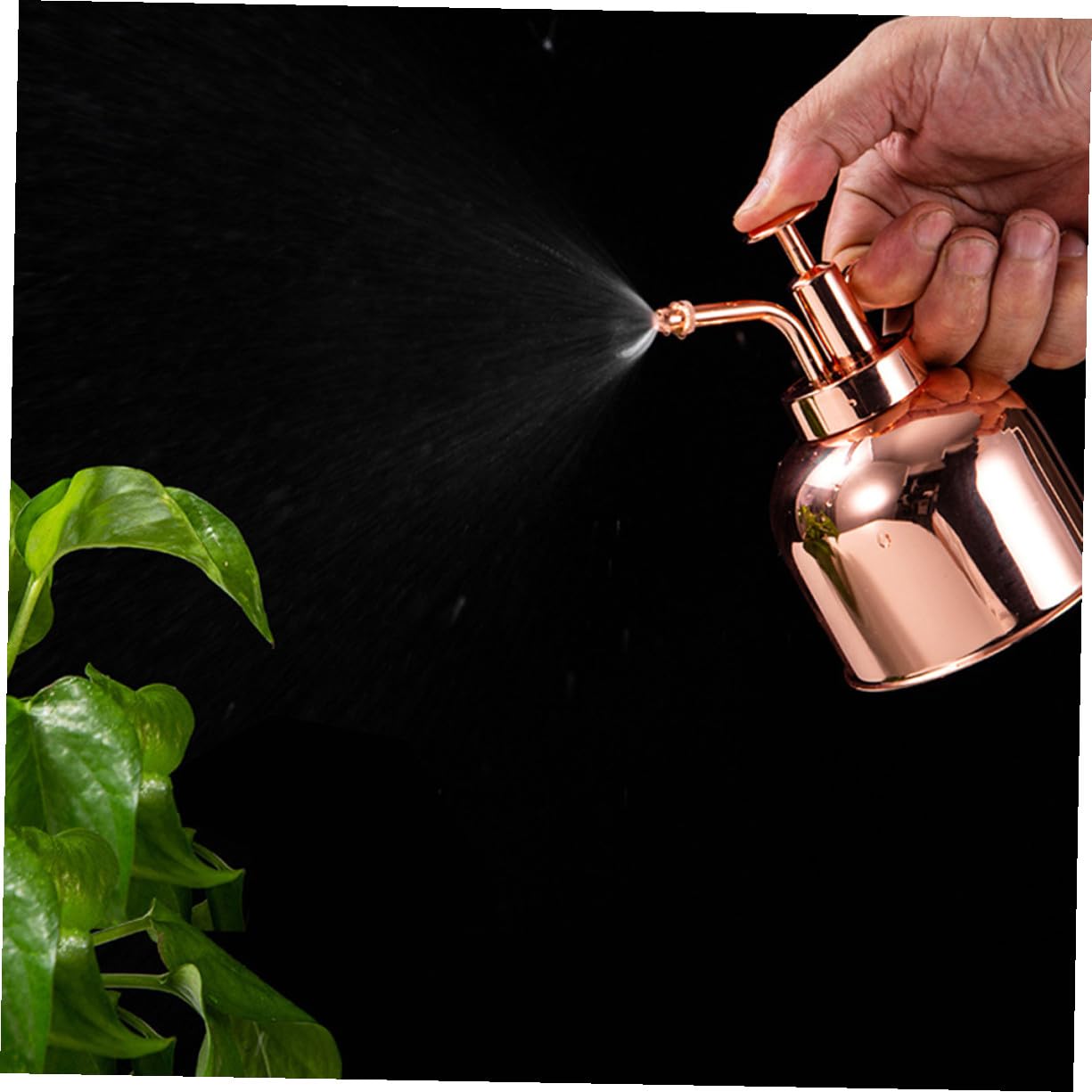 INOOMP Vintage Edelstahl Pflanzenspritze 300ml Roségold Kleine Gießkanne Mit Sprühpumpe Für Zimmer Und Gartenpflanzen Luftbefeuchtung Blumenpflege Terrassenbewässerung