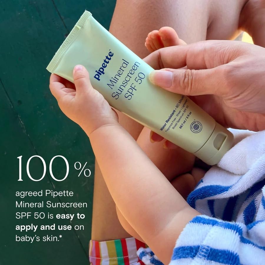 Image of Pipette Fragrance Free Mineral Sunscreen SPF 50 Lotion, 3 Oz (Pack of 2)