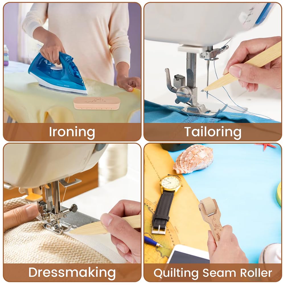 Leoapcat Batacchio da Sarto, Set Batacchio da Sarto In Legno di Faggio con Rullo da Cucito Per Trapuntatura per Cucire Appiattire Tessuti, Stirare, Pieghe del Tessuto, Quilting da Ricamo