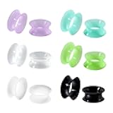 6PCS Ear Tunnels Double Flared Flesh Ear Gauges Soft Silicone Ear Stretchers Expander Standard Lobe Lobulus Auriculae Upper Lobe Tragus Body Piercing Jewelry 8G-3/4